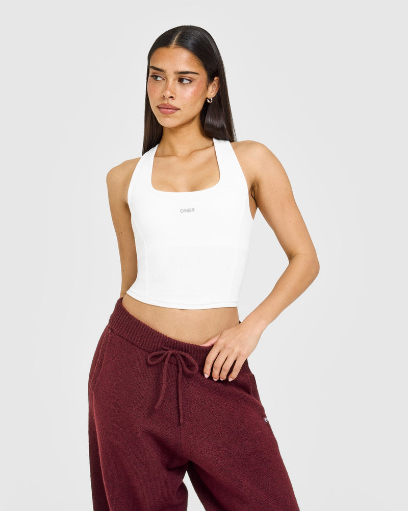 Mellow™ Rib Oner Embroidered Square Neck Mid Tank Top with Built