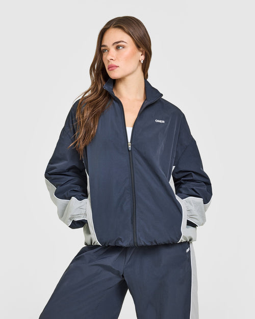 Oner Modal Oversized Piped Woven Track Jacket | True Blue