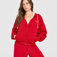 Raw Lounge Oversized Zip Hoodie | Washed Fiery Red