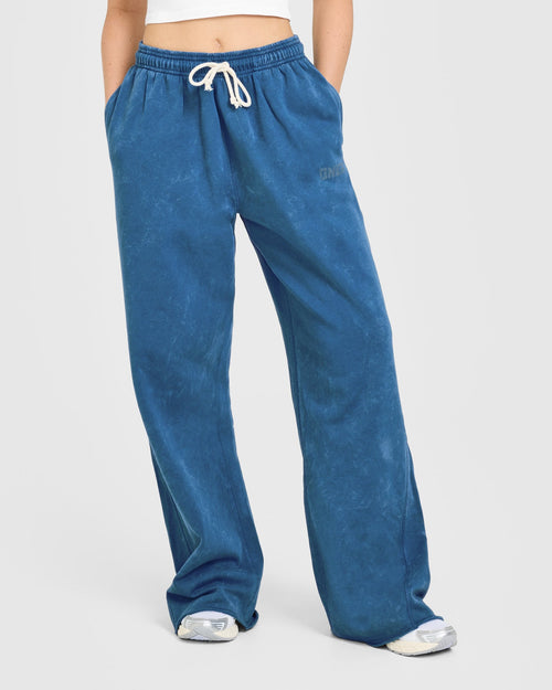 Raw Lounge Wide Leg Joggers | Washed Ocean Blue