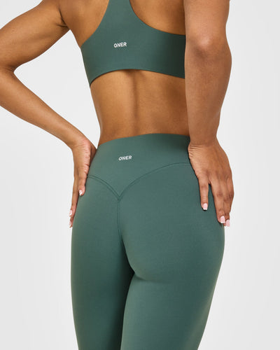 SoftMotion™ High Waisted Leggings with White Logo | Iced Green