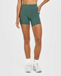 SoftMotion™ High Waisted Shorts 6" with White Logo | Iced Green