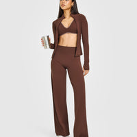 SoftMotion™ Straight Leg Bottoms with White Logo | Espresso Brown