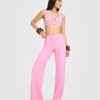 SoftMotion™ Straight Leg Bottoms with White Logo | Rose Pink