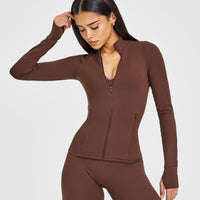 SoftMotion™ Jacket with White Logo | Espresso Brown