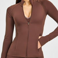 SoftMotion™ Jacket with White Logo | Espresso Brown
