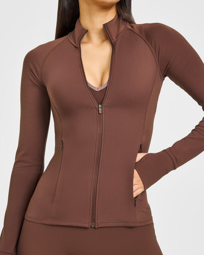 SoftMotion™ Jacket with White Logo | Espresso Brown