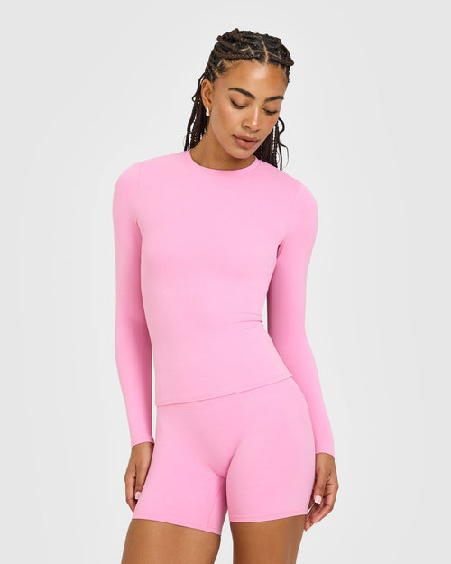 Oner Modal SoftMotion™ Long Sleeve Top with White Logo | Rose Pink