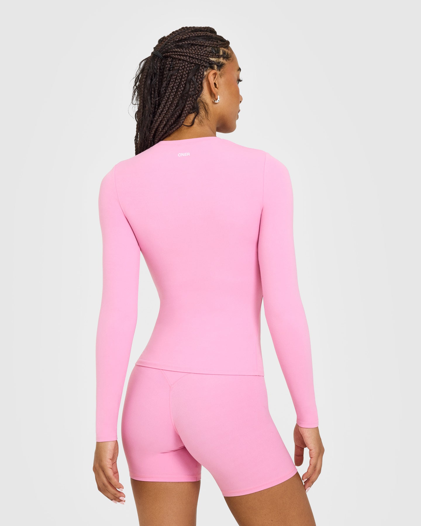 SoftMotion™ Long Sleeve Top with White Logo | Rose Pink