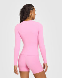 SoftMotion™ Long Sleeve Top with White Logo | Rose Pink