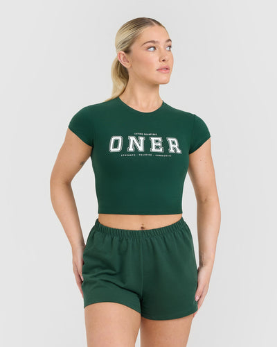 Cotton Baby T-Shirt with Printed Logo | Racing Green