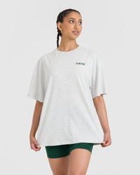 Classic Oversized Lightweight T-Shirt with Printed Logo | Light Grey Marl