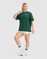 Classic Oversized Lightweight T-Shirt with Printed Logo | Racing Green