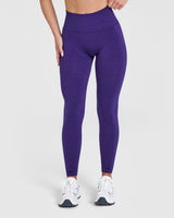 Effortless Seamless Leggings with White Logo | Amethyst