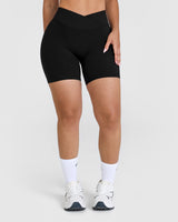 Unified Wrap Shorts White Logo 6" | Black