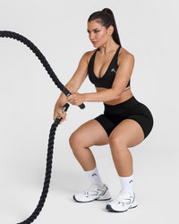 UnifiedMove Wrap Shorts White Logo 6" | Black