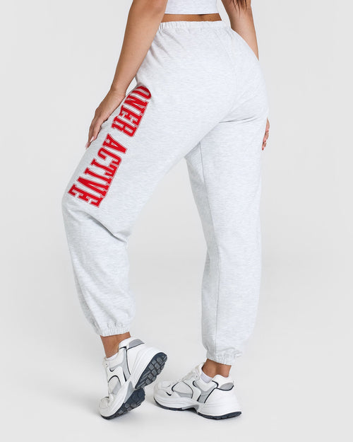 Lightweight Joggers with Red Graphic | Light Grey Marl