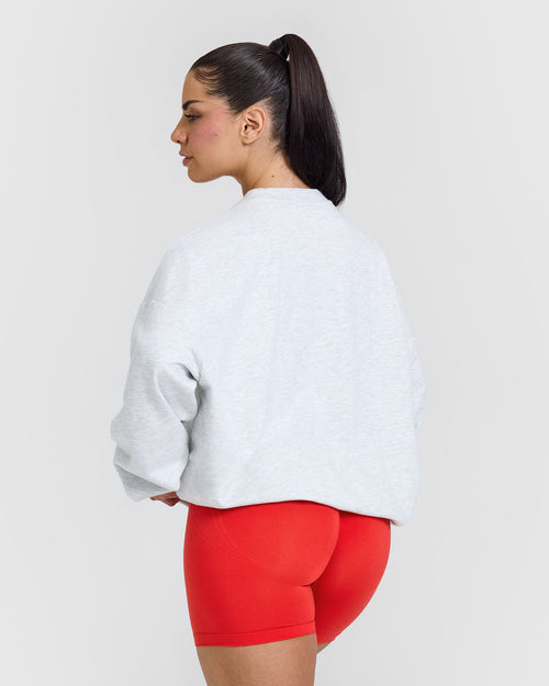Lightweight Sweatshirt with Red Graphic | Light Grey Marl