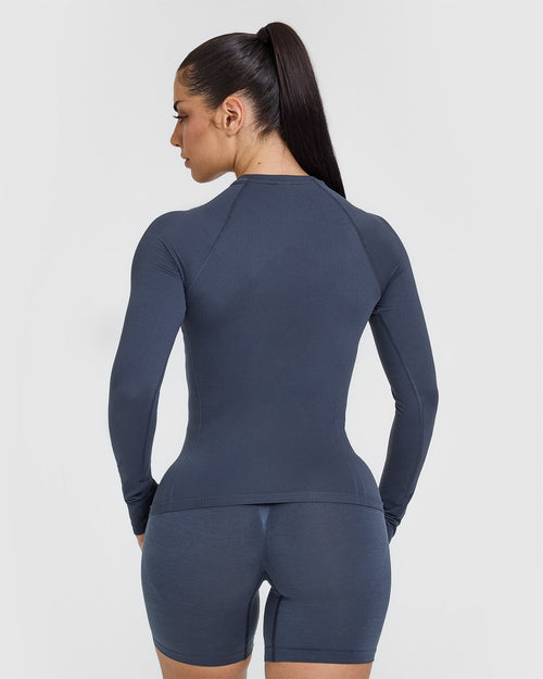 Go To Seamless Fitted Long Sleeve Top | True Blue