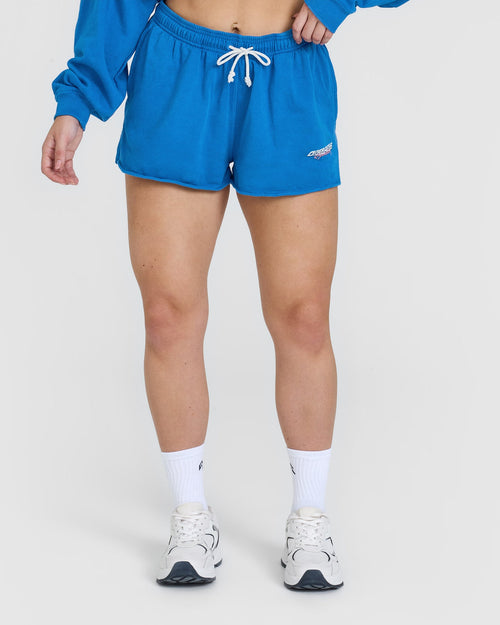 Oner Modal Raw Lounge Oversized Shorts with Graphic | Retro Blue