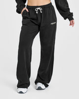 Raw Lounge Wide Leg Joggers with Graphic | Washed Black