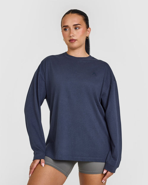 Oner Modal Classic Oversized Lightweight Long Sleeve Top | True Blue