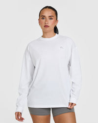 Classic Oversized Lightweight Long Sleeve Top | White