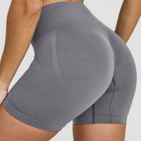 EffortlessLift™ Seamless Shorts with White Logo | Ash Grey