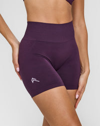 EffortlessLift™ Seamless Shorts with White Logo | Blackberry Purple