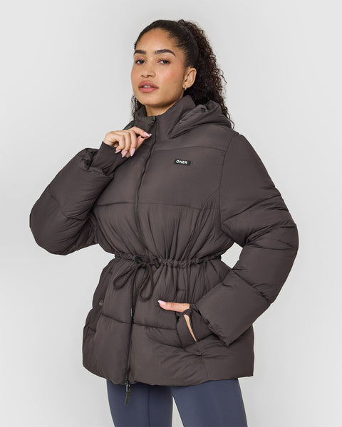 Women's Hooded Puffer Jacket - Mid Length | Oner Active EU