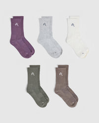 Crew Socks 5 Pack | Vintage Purple Mix