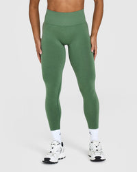 EffortlessLift™ Seamless Leggings with White Logo | Forest Green