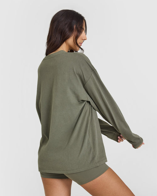 Classic Oversized Lightweight Long Sleeve Top | Alpine Green