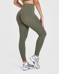 SoftMotion™ Leggings with White Logo | Alpine Green