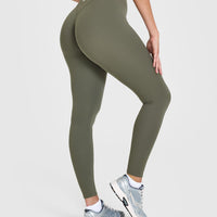 SoftMotion™ Leggings with White Logo | Alpine Green