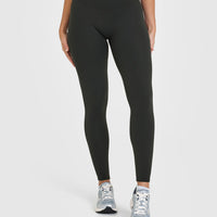 SoftMotion™ Leggings with White Logo | Soft Black