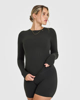 Mellow™ Rib Long Sleeve Top | Soft Black