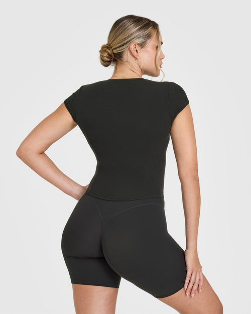 Mellow™ Rib Mid T-Shirt | Soft Black