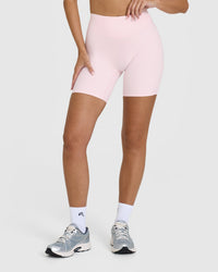 SoftMotion™ Cycling Shorts 8" with White Logo | Ballet Pink