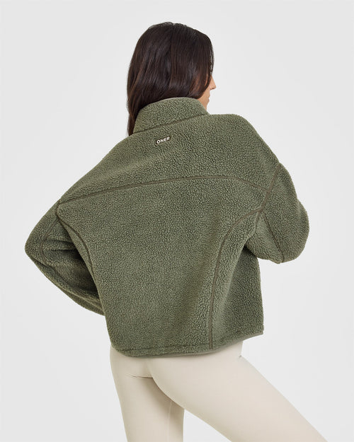 Zip Through Fleece Jacket | Alpine Green