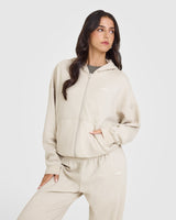 Mid Weight Zip Through Hoodie | Sand