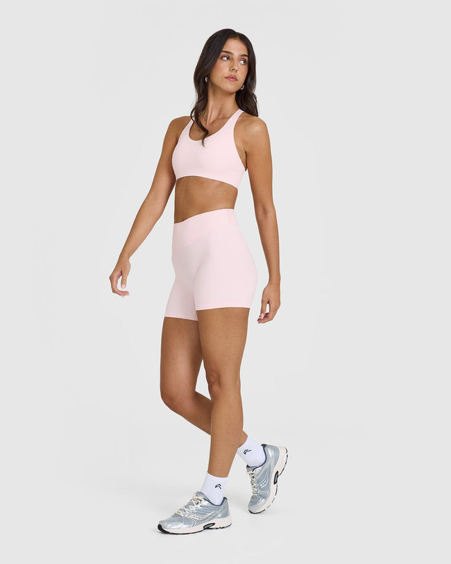 SoftMotion™ Shorts 6" with White Logo | Ballet Pink