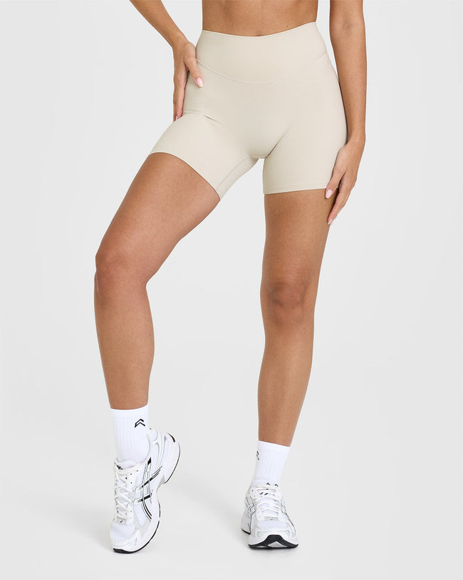 SoftMotion™ Shorts 6" with White Logo | Sand
