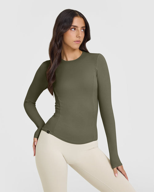 Oner Modal Mellow™ Rib Long Sleeve Top | Alpine Green