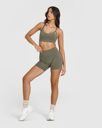 SoftMotion™ Shorts 6" with White Logo | Alpine Green
