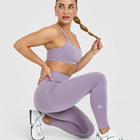 EffortlessLift™ Seamless Leggings with White Logo | Soft Purple