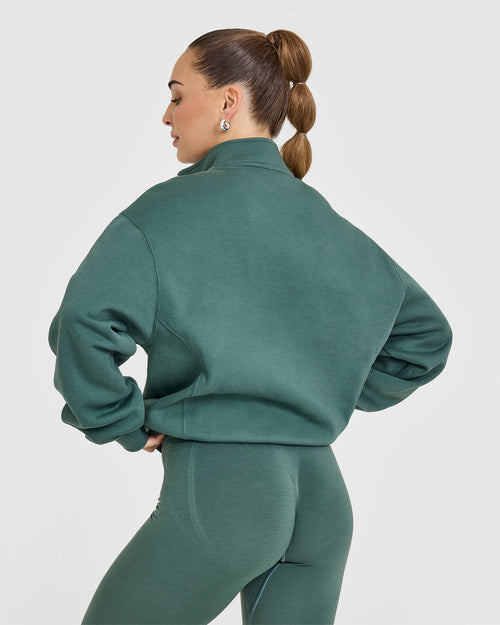 Foundations 1/4 Zip Sweatshirt With Printed Graphic | Iced Green