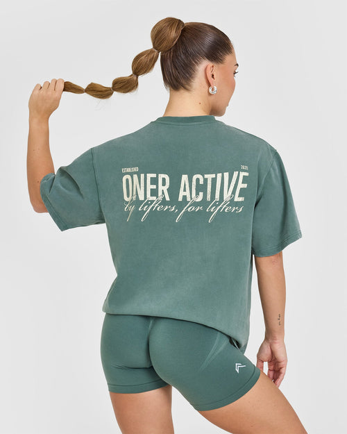 Oversized Graphic Washed T-Shirt | Iced Green