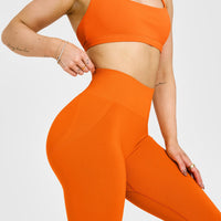 EffortlessLift™ Seamless Leggings with White Logo | Flame Orange