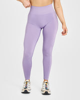 Effortless Seamless Leggings with White Logo | Wisteria Purple